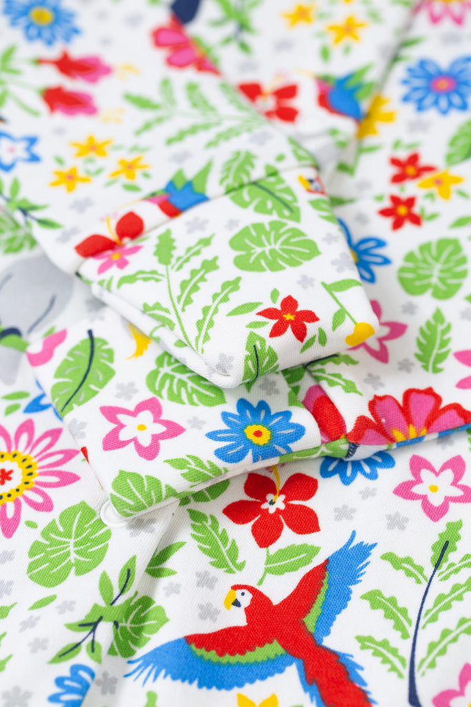 Frugi Lovely Babygrow White Tropical Birds