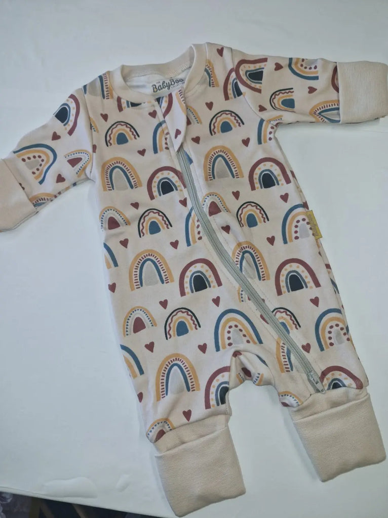Boho Rainbows organic cotton ZippyBoo suit