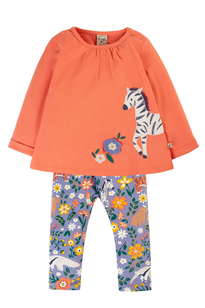 Frugi Opal Outfit Cantaloupe/Rainforest friends