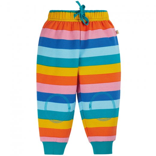 Frugi Snuggle Crawlers Mild Pink Rainbow Stripe