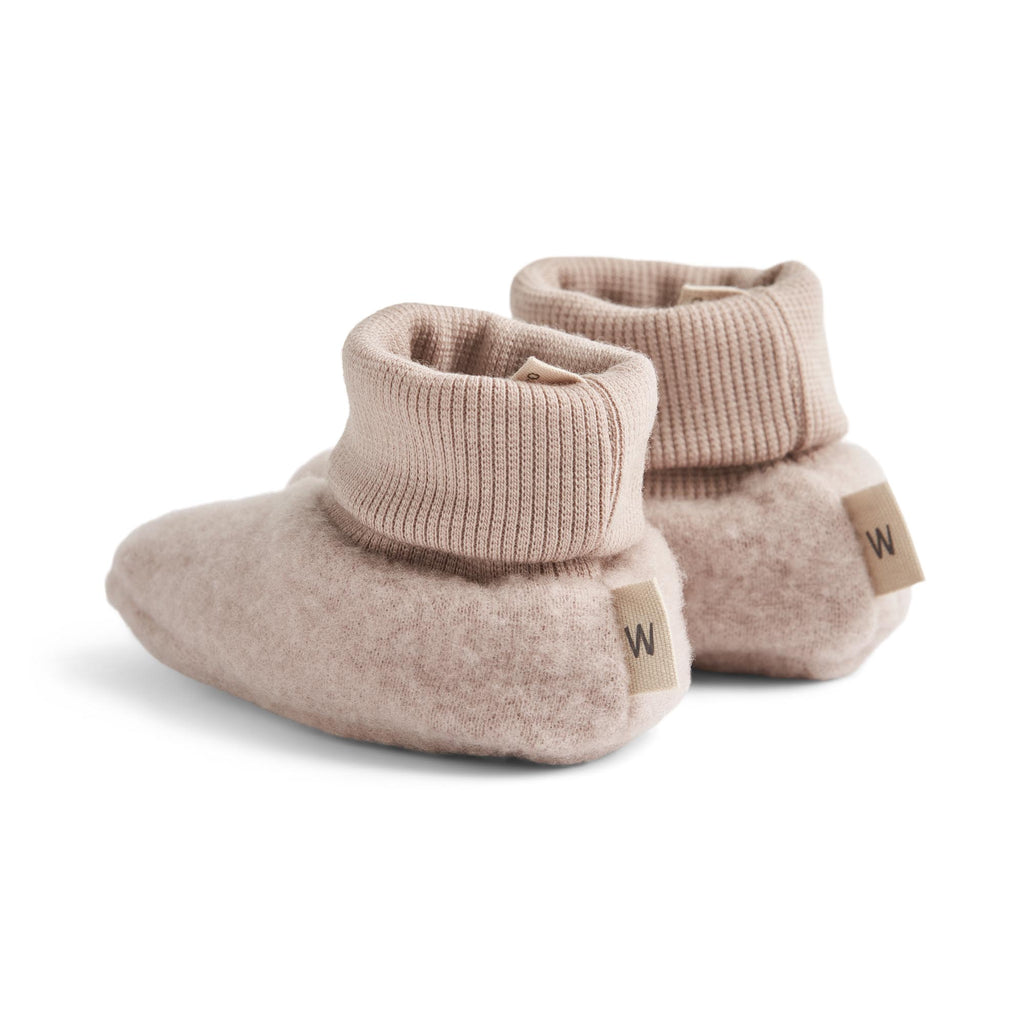 Wheat Wool Fleece Booties dry rose