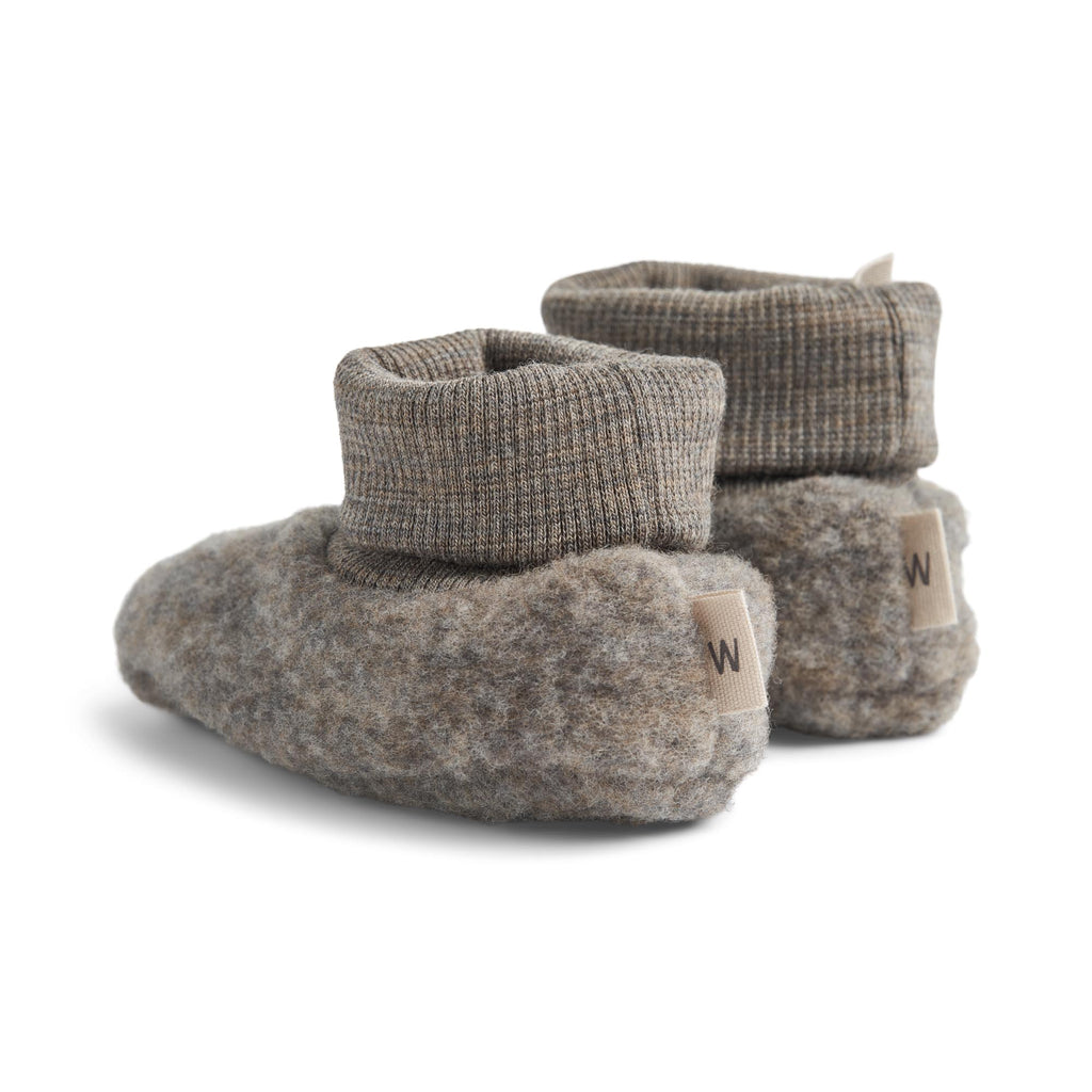 Wheat Wool Fleece Booties Brown