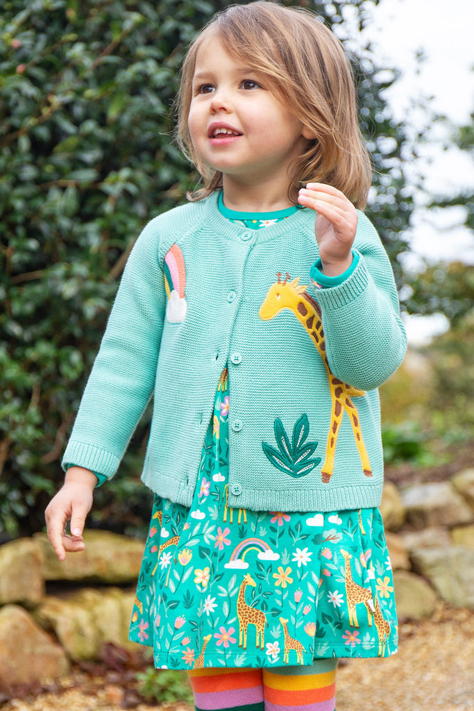 Frugi Colby Cardigan Moss Giraffe