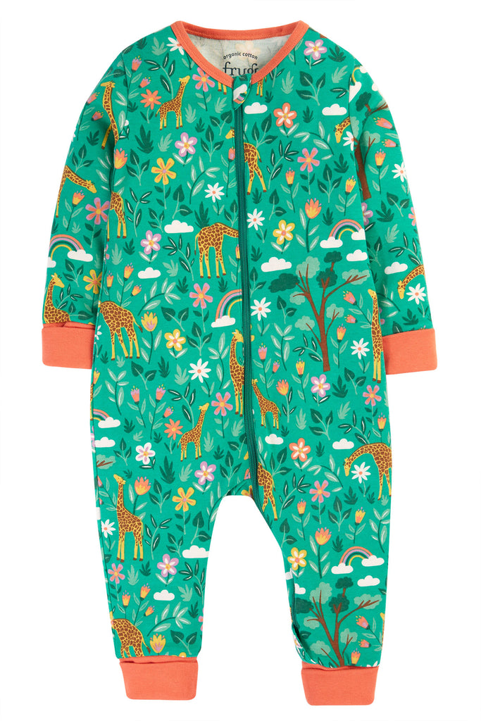 Frugi Zelah Zip-up babygrow Giraffes