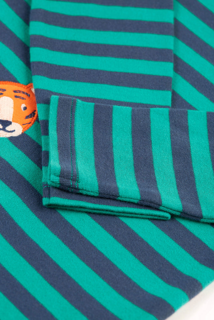 Frugi Bobby Iguana Stripe Tiger Applique Top