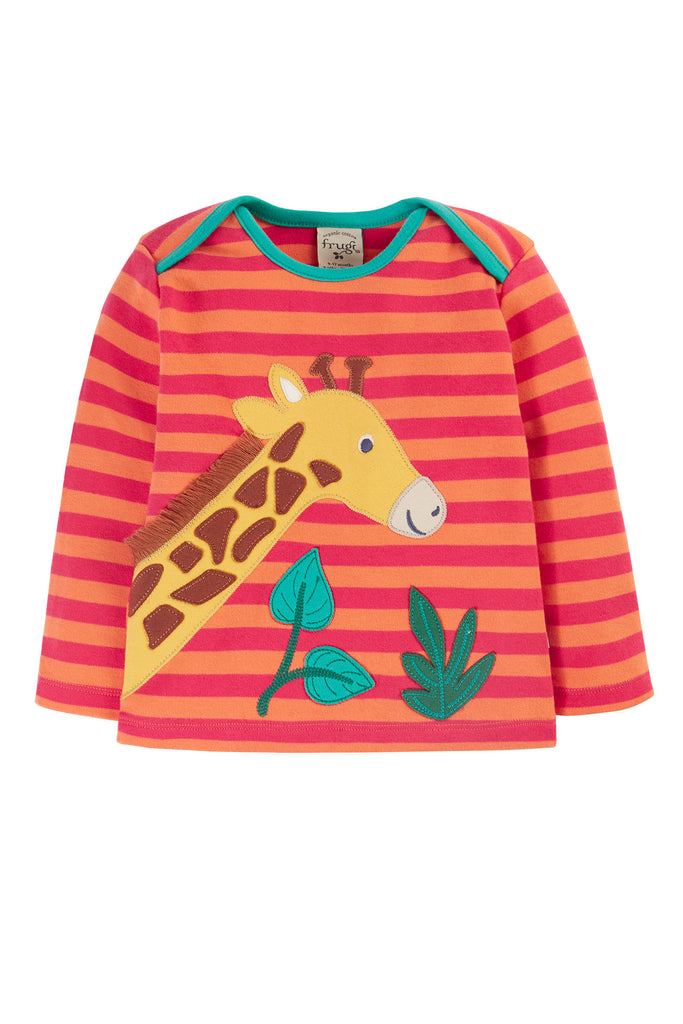 Frugi Bobby Cantaloupe Giraffe Stripe Applique Top