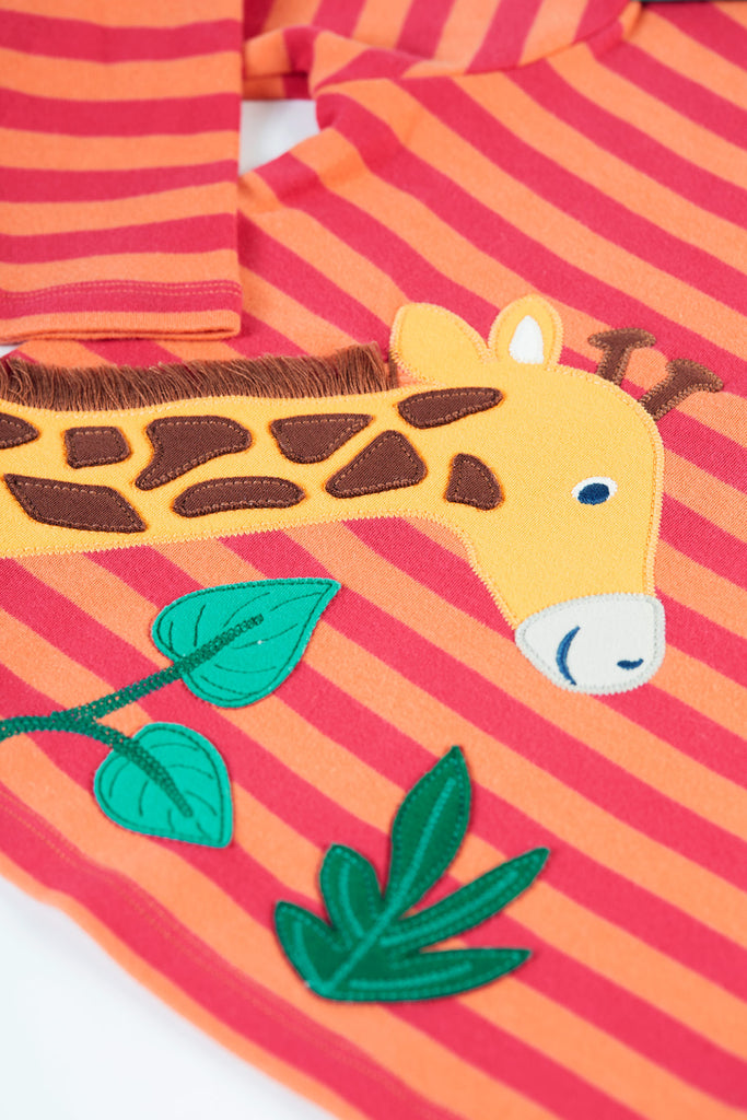 Frugi Bobby Cantaloupe Giraffe Stripe Applique Top