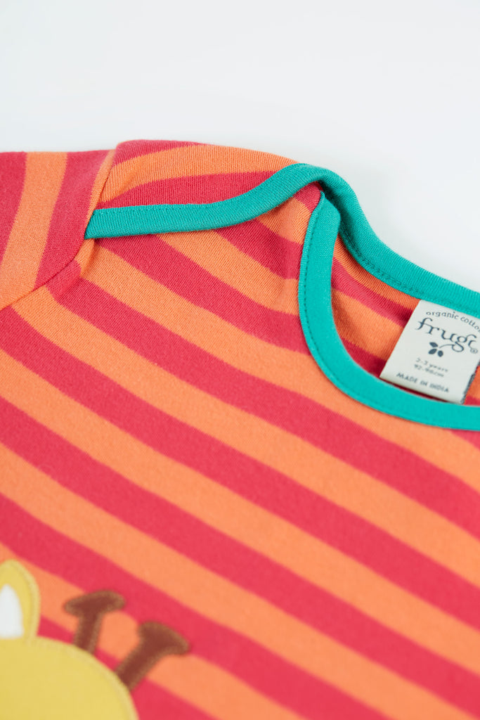 Frugi Bobby Cantaloupe Giraffe Stripe Applique Top