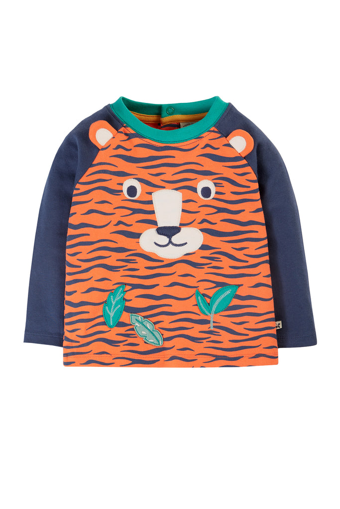 Frugi Happy Raglan Tiger Face Top