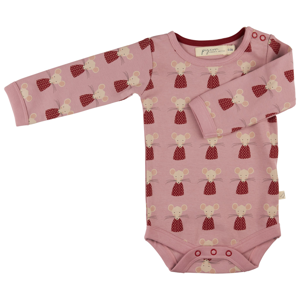 Pigeon Organics Bodysuit Mouse Red Dress