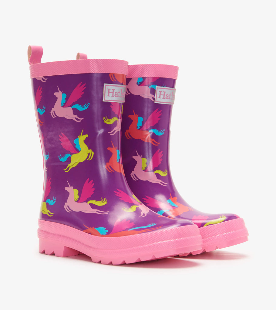 Hatley Pretty Pegasus Shiny Rain Boots & matching socks