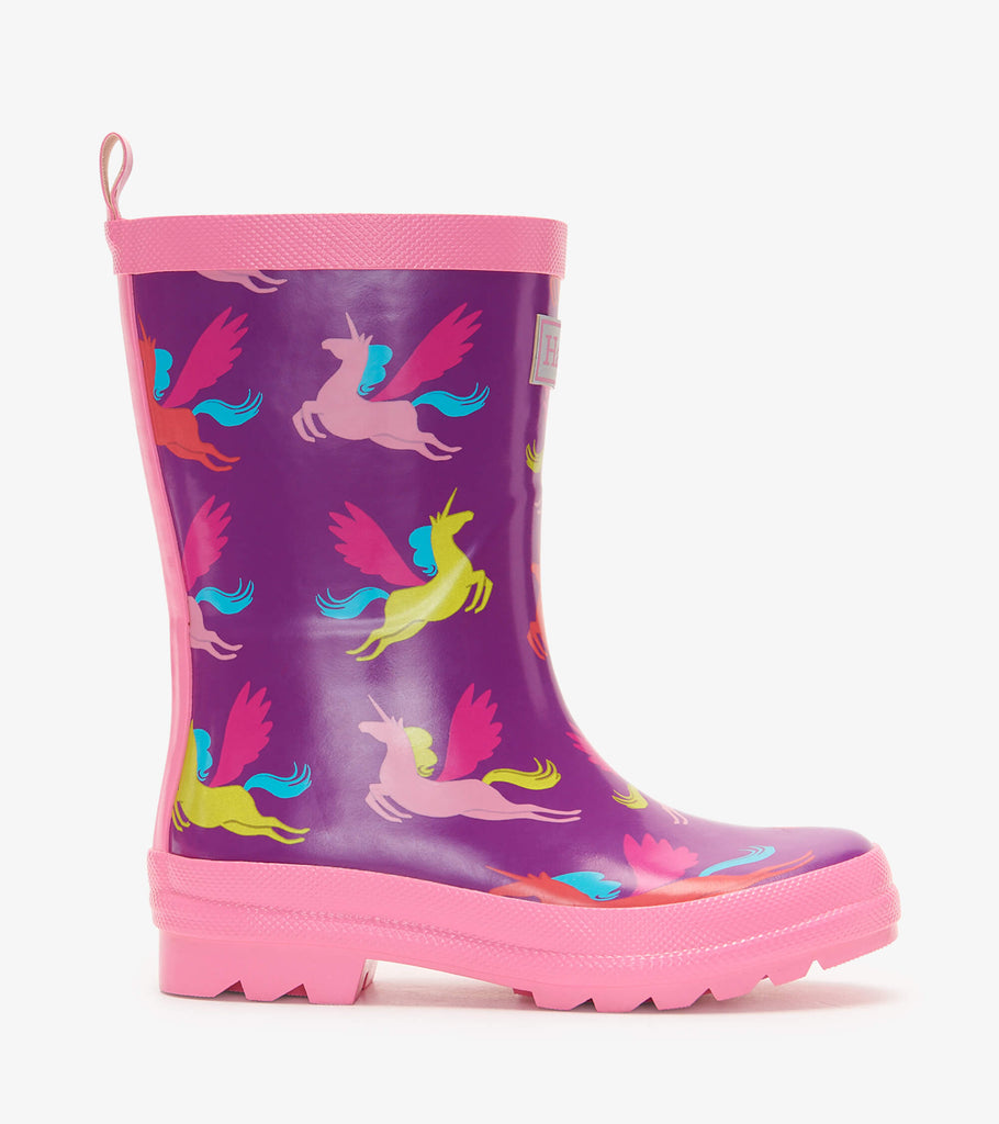 Hatley Pretty Pegasus Shiny Rain Boots & matching socks