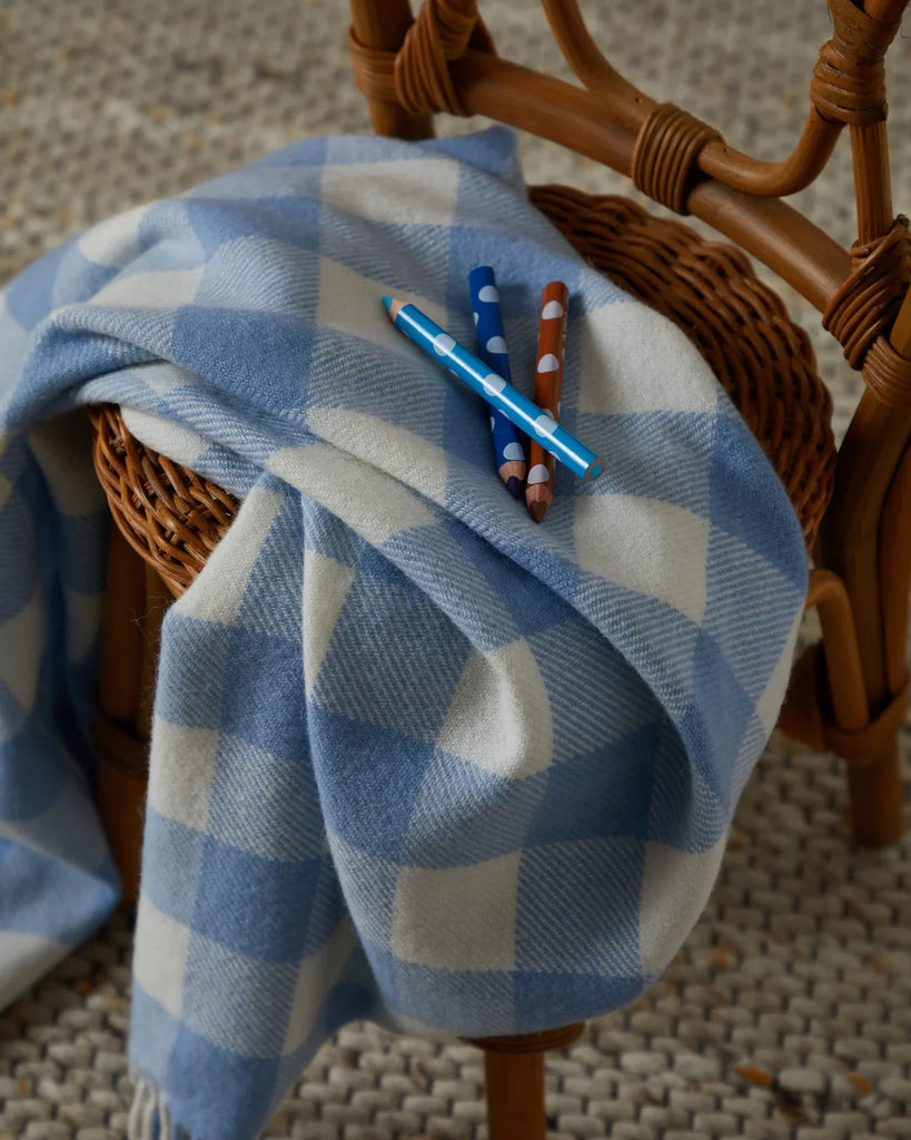 Foxford Blue Check Baby Blanket