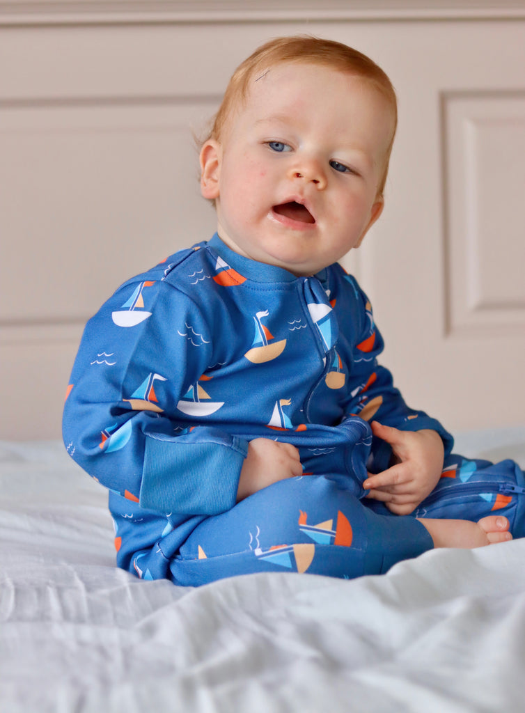 Babyboo Sailboats Zip babygrow