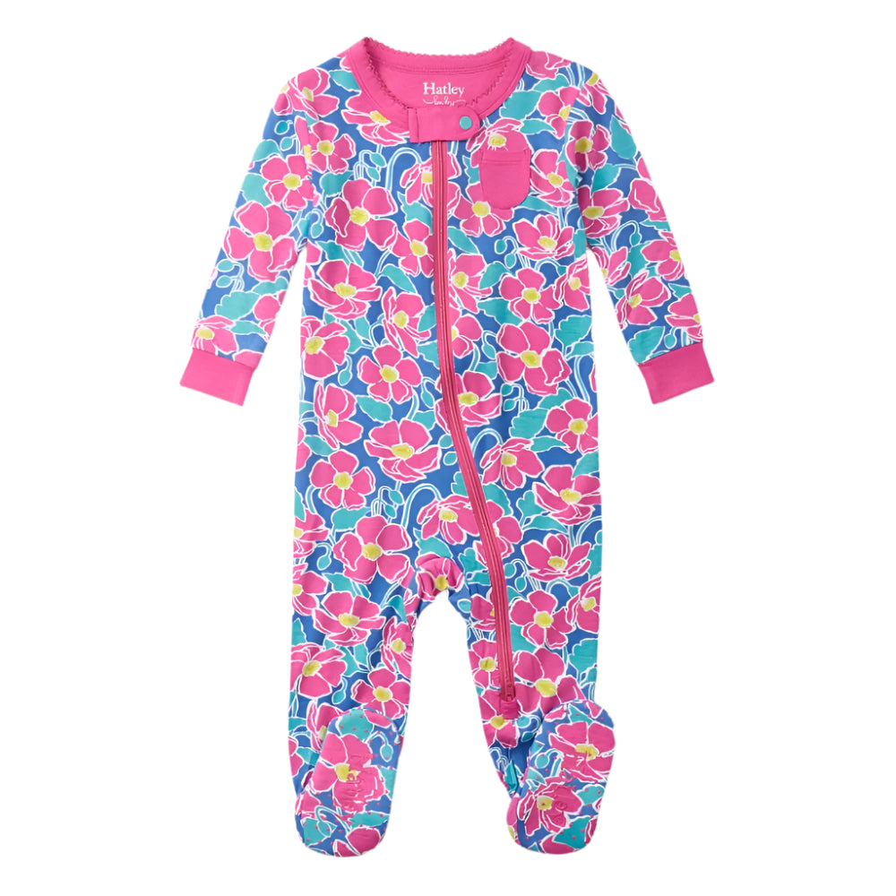 Hatley Baby  Footed Coverall Bamboo - Big Poppies