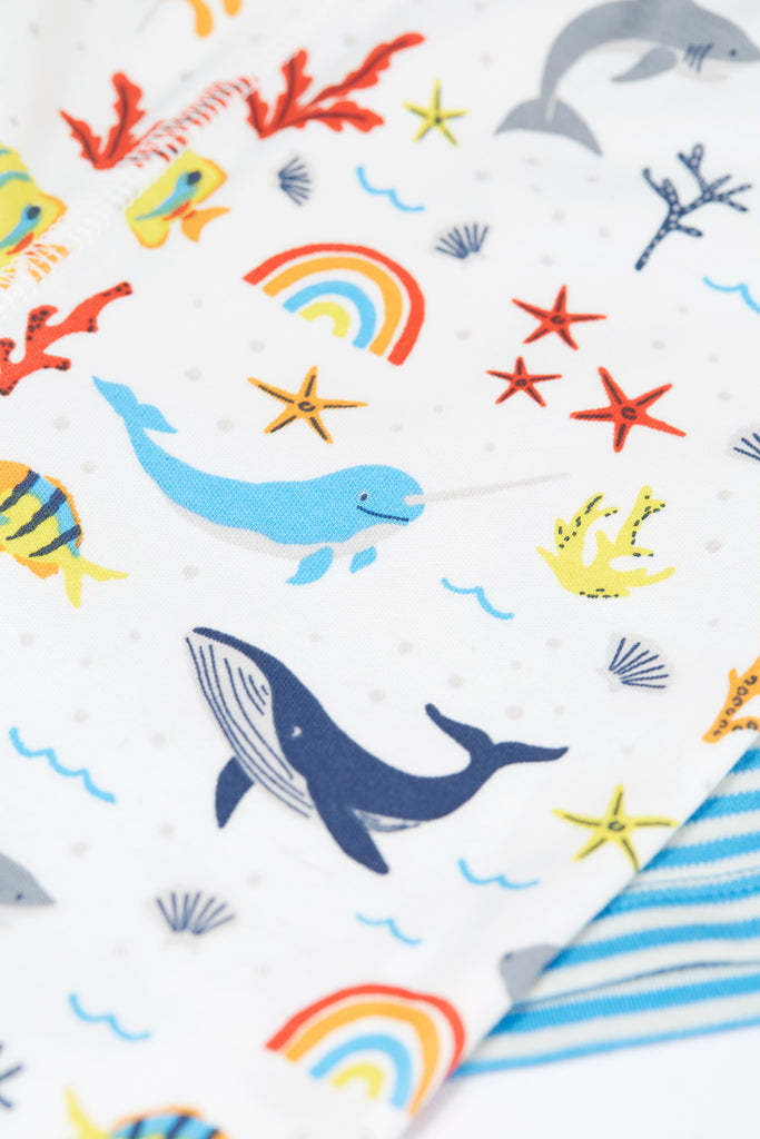 Frugi Frankie Outfit White Rainbow Sea