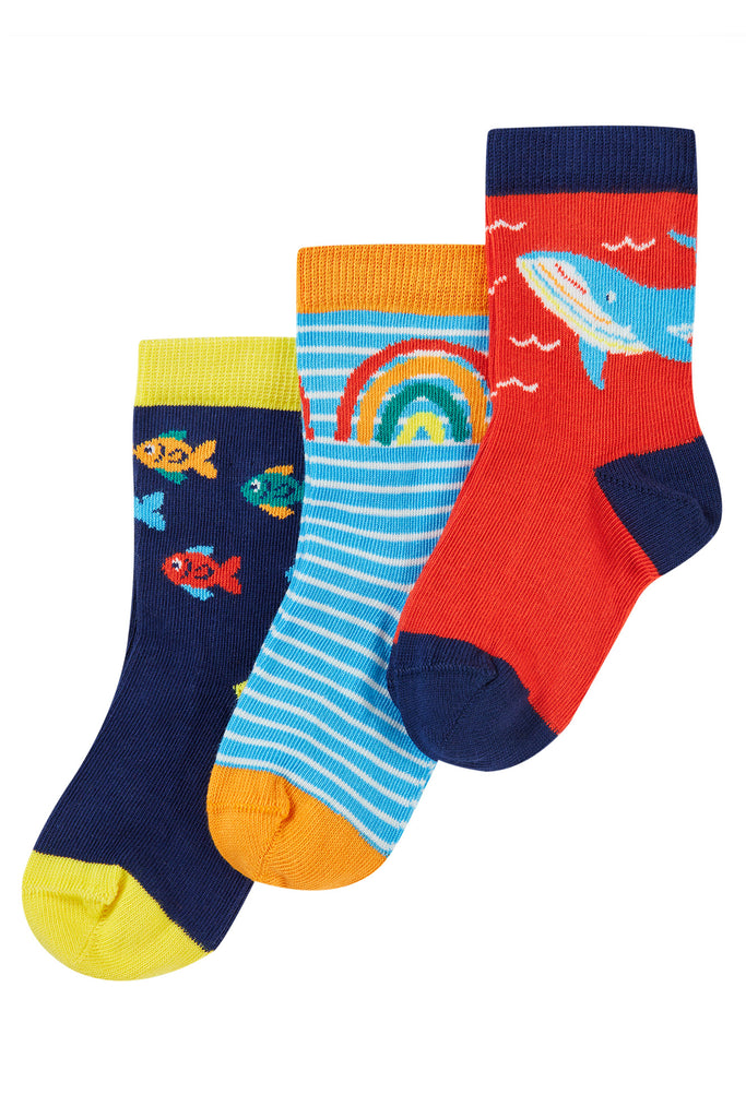 Frugi Litle socks 3 pack Rainbow Sea Multipack