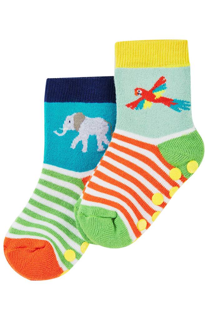 Frugi Grippy Socks 2 Pack Jungle Multipack