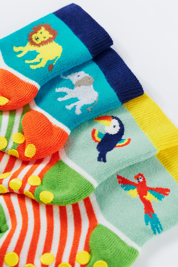 Frugi Grippy Socks 2 Pack Jungle Multipack