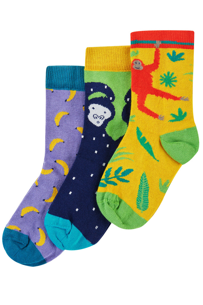 Frugi Rock My Socks 3 Pack Monkey Multipack