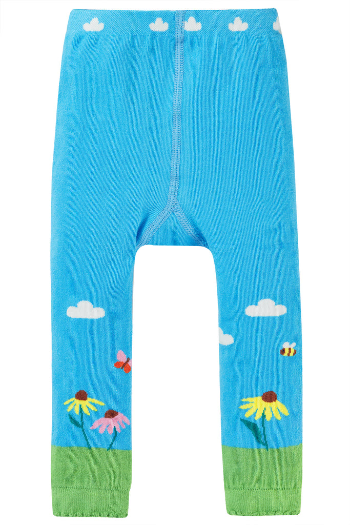 Frugi Knitted Leggings Beluga Blue Bee