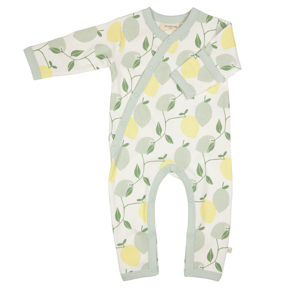 Pigeon Organics Kimono Romper Lemons