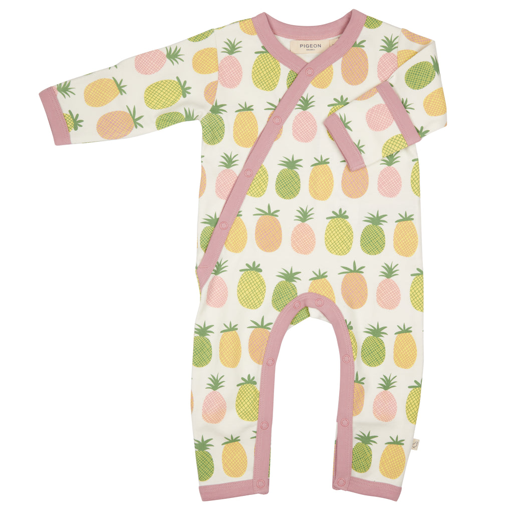 Pigeon Organics Kimono Romper Pineapples