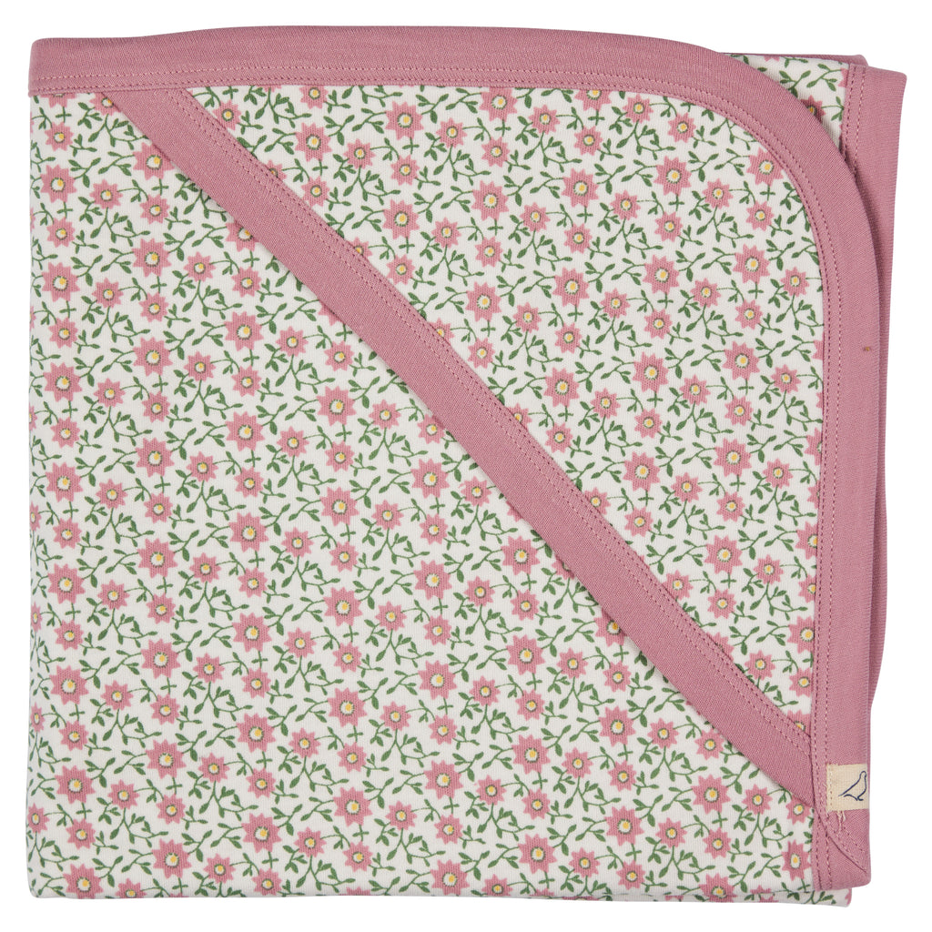 Pigeon Organics Hooded Blanket Ditsy Pink