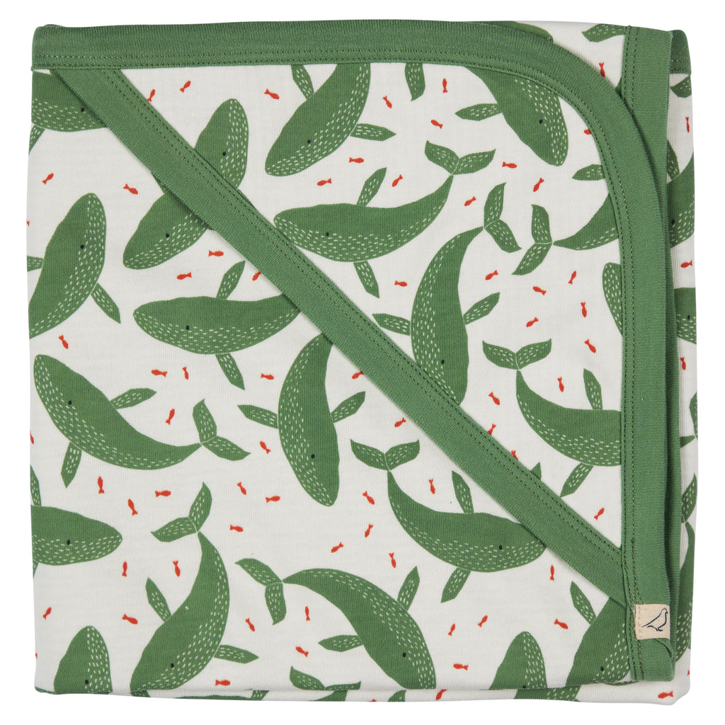 Pigeon Organics Hooded Blanket Whales