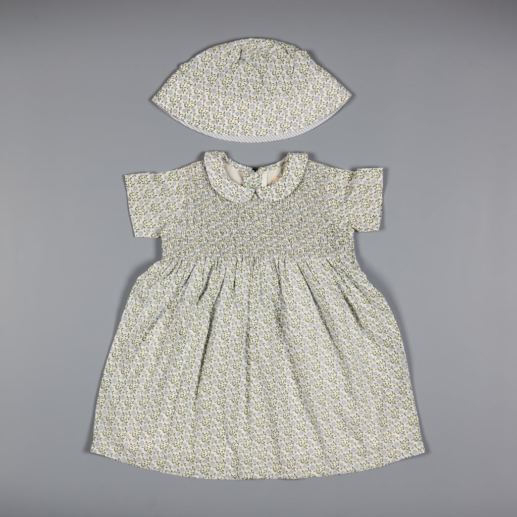 Pigeon Organics Smock Peter Pan Dress Ditsy Blue