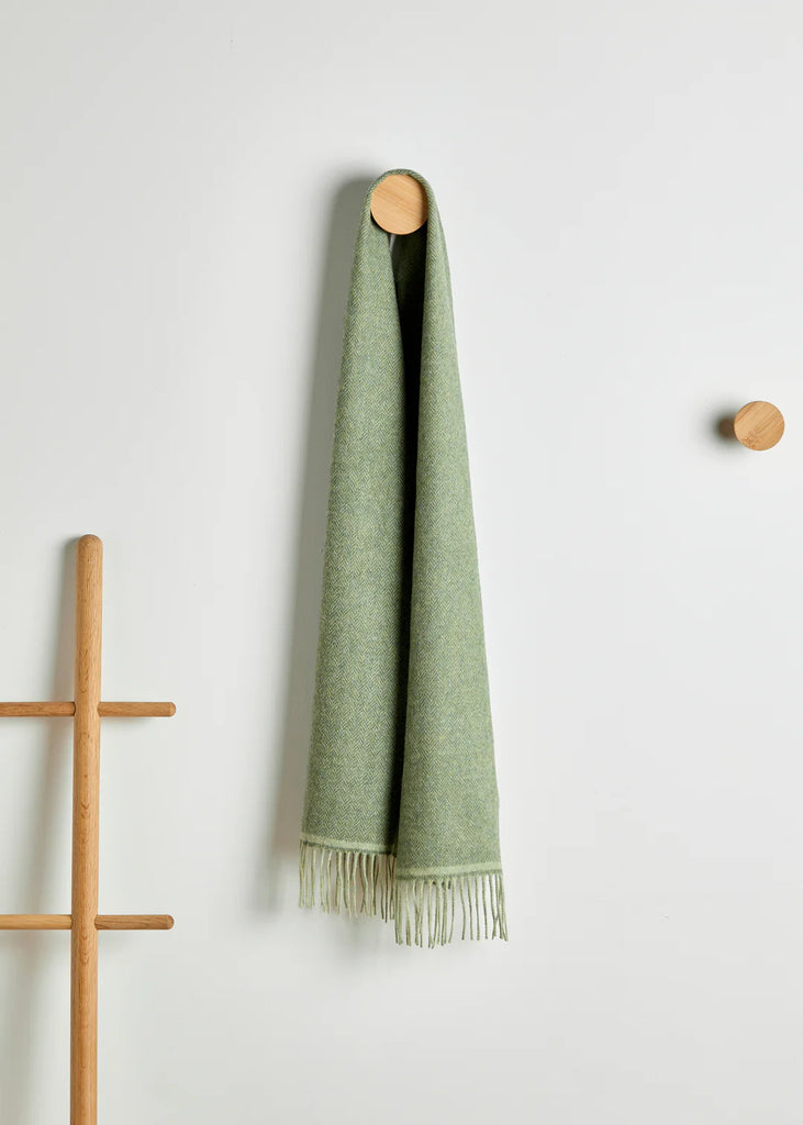 Foxford Green Herringbone Lambswool Scarf