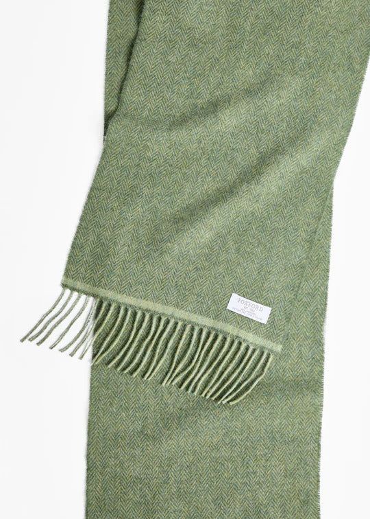 Foxford Green Herringbone Lambswool Scarf