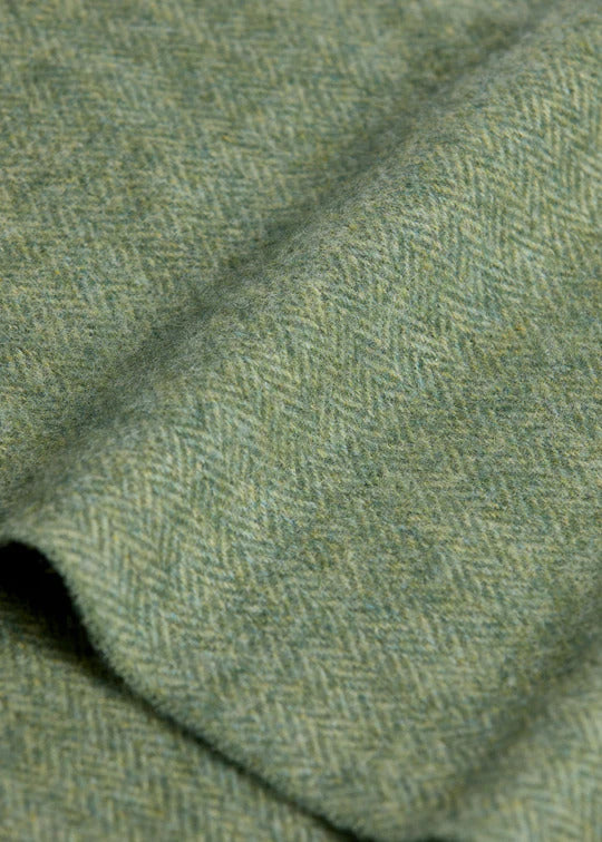 Foxford Green Herringbone Lambswool Scarf