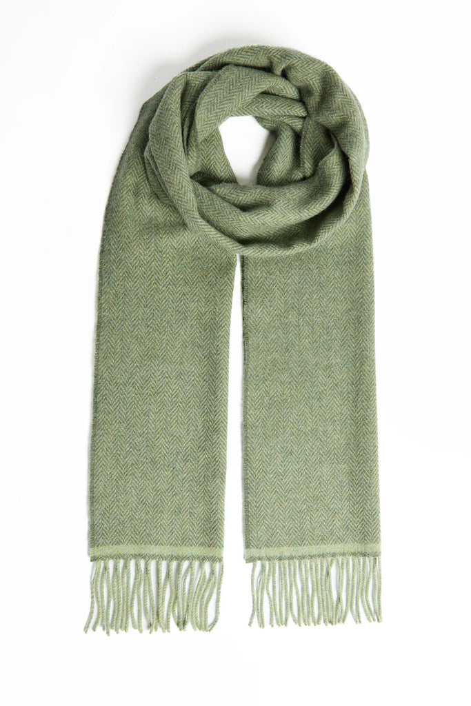 Foxford Green Herringbone Lambswool Scarf