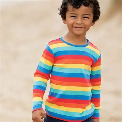 Frugi favourite Long sleeve Tee Rainbow Stripe