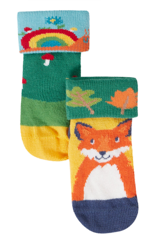 Frugi Fold over Fun Socks Woodland Pals