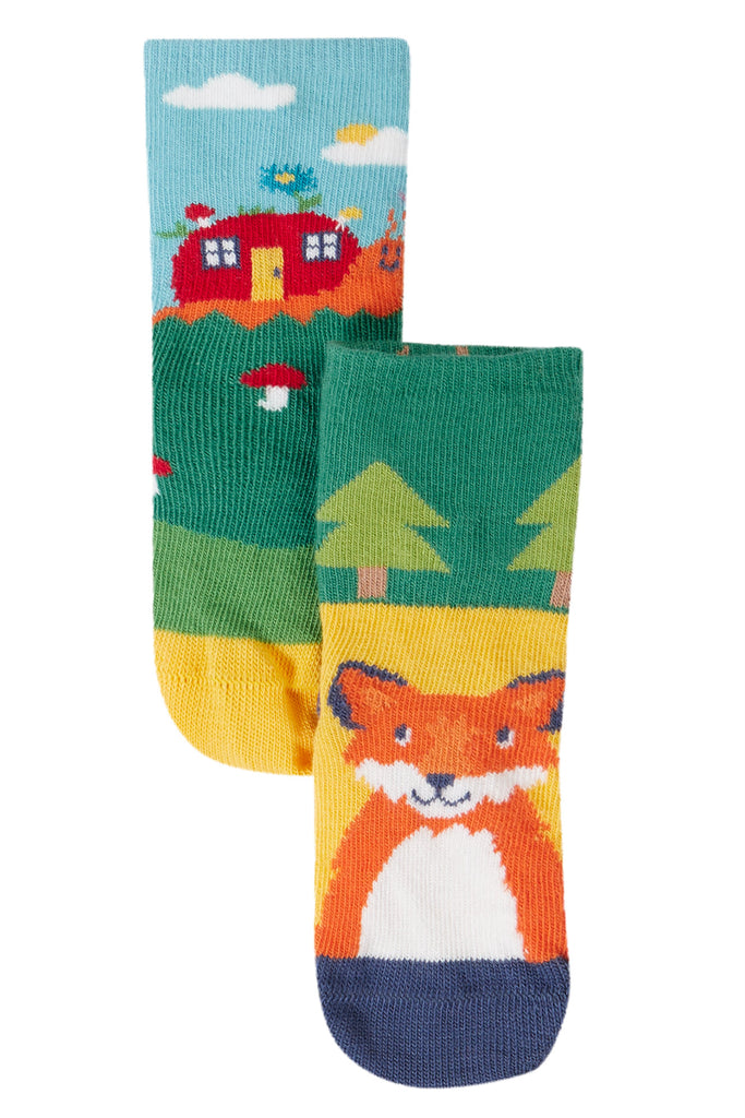 Frugi Fold over Fun Socks Woodland Pals