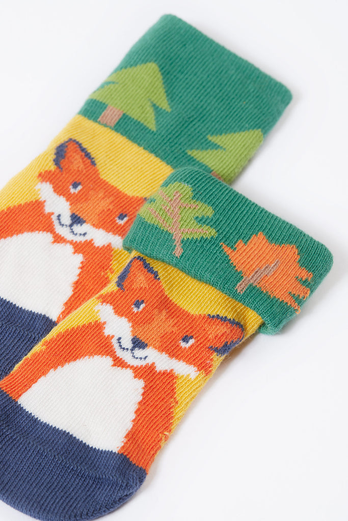 Frugi Fold over Fun Socks Woodland Pals