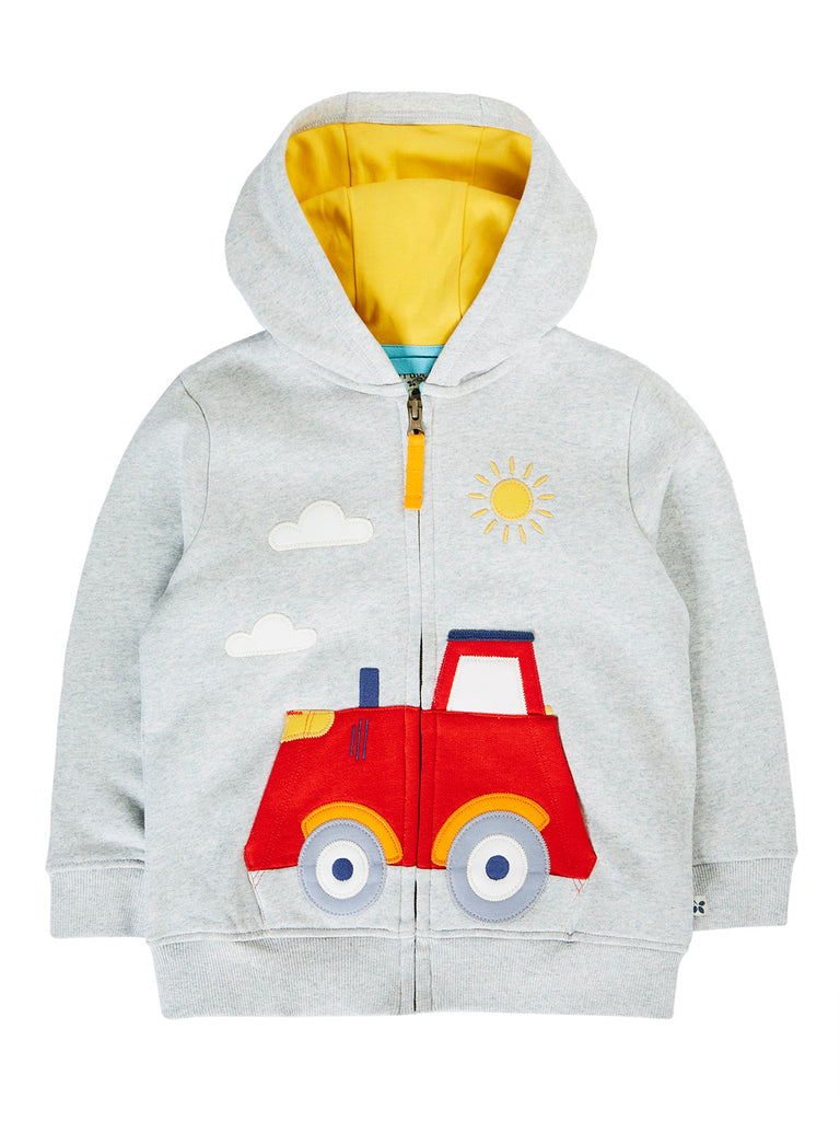 Frugi Carbis Hoodie Grey Marl/Tractor