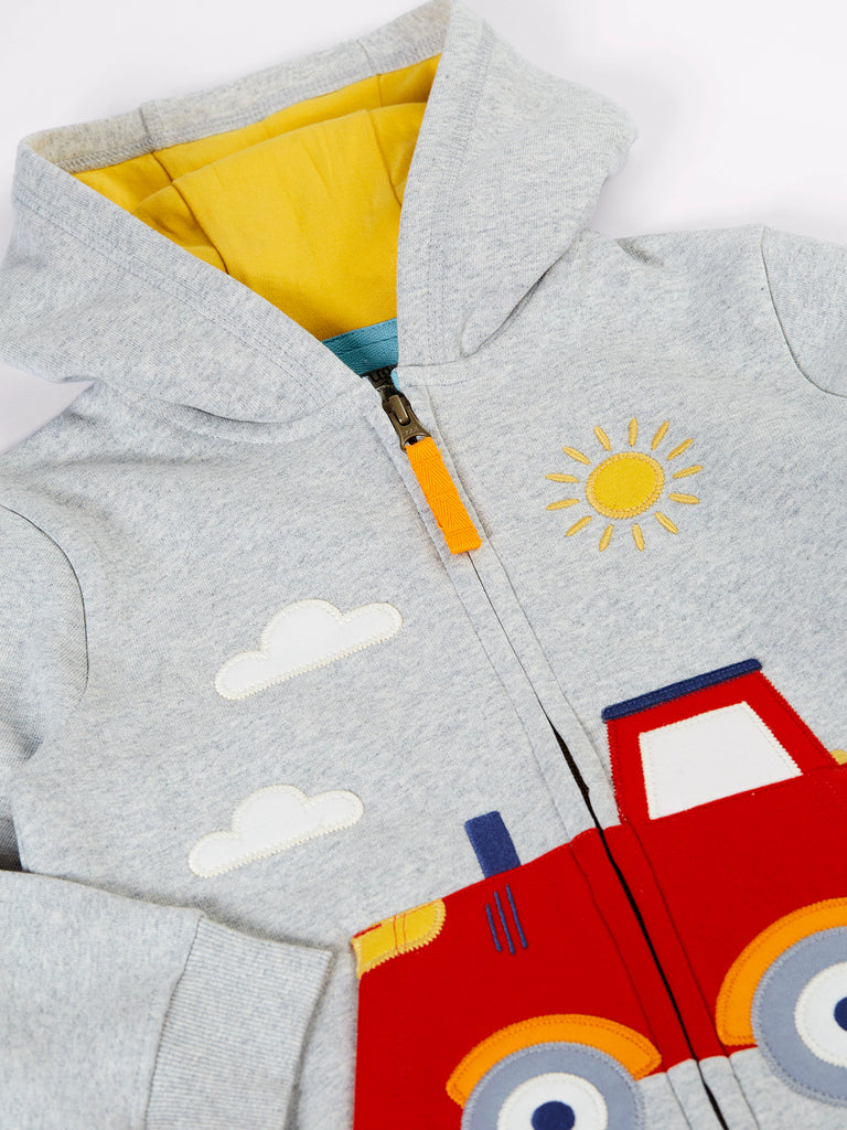 Frugi Carbis Hoodie Grey Marl/Tractor