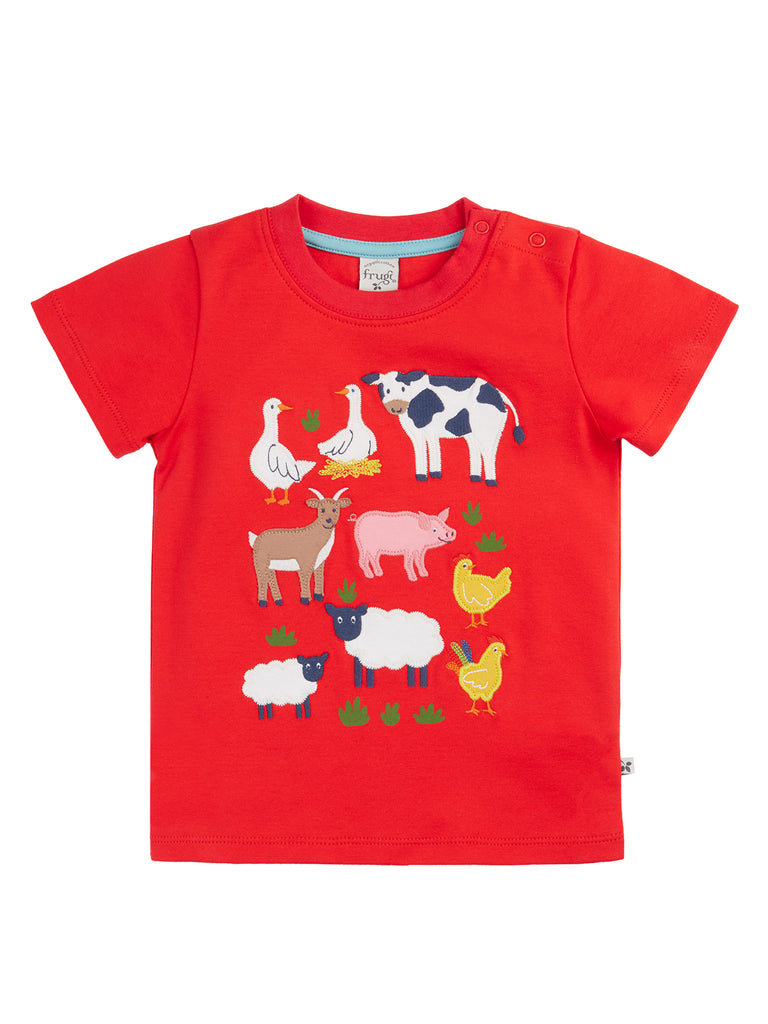 Frugi Applique Tshirt Strawberry/Farm
