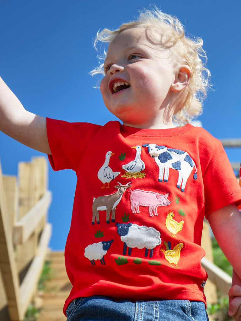 Frugi Applique Tshirt Strawberry/Farm