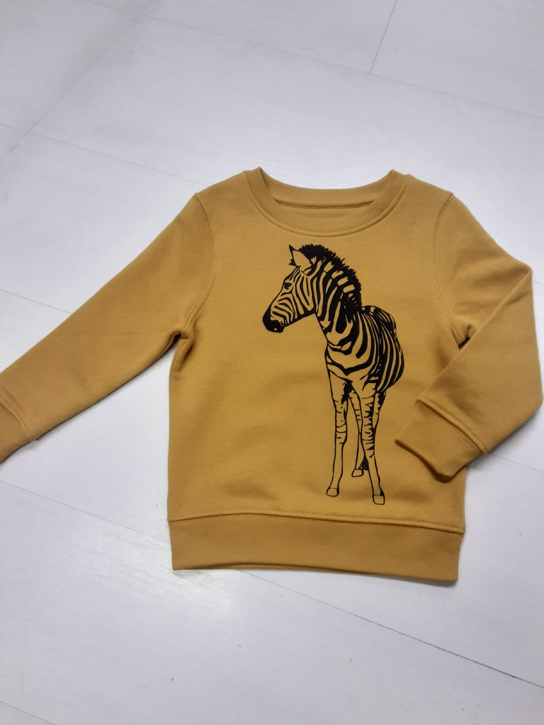 Fauna Kids Sweatshirt Mustard Zebra