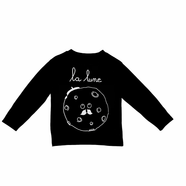 Wexbaby Black La lune Long sleeve tee