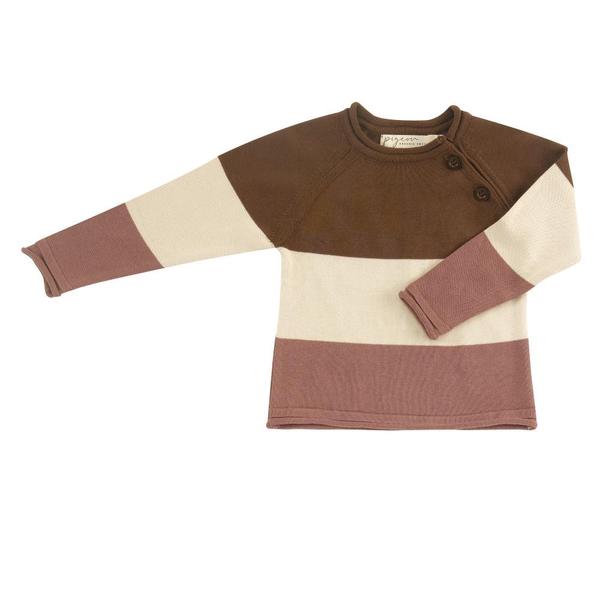 Raglan Jumper Striped Brown Stone Rose