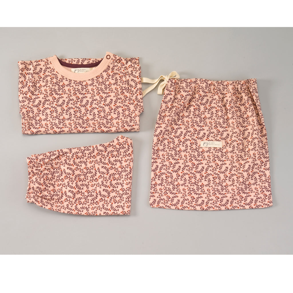 Pigeon Organics Pyjamas in a Bag Leaf Pink