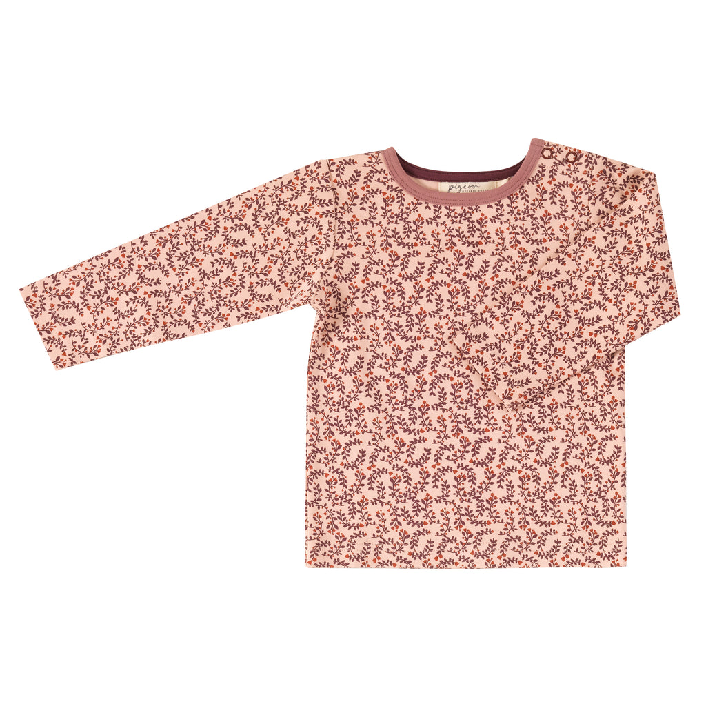 Pigeon Organics T shirt AOP Leaf Pink