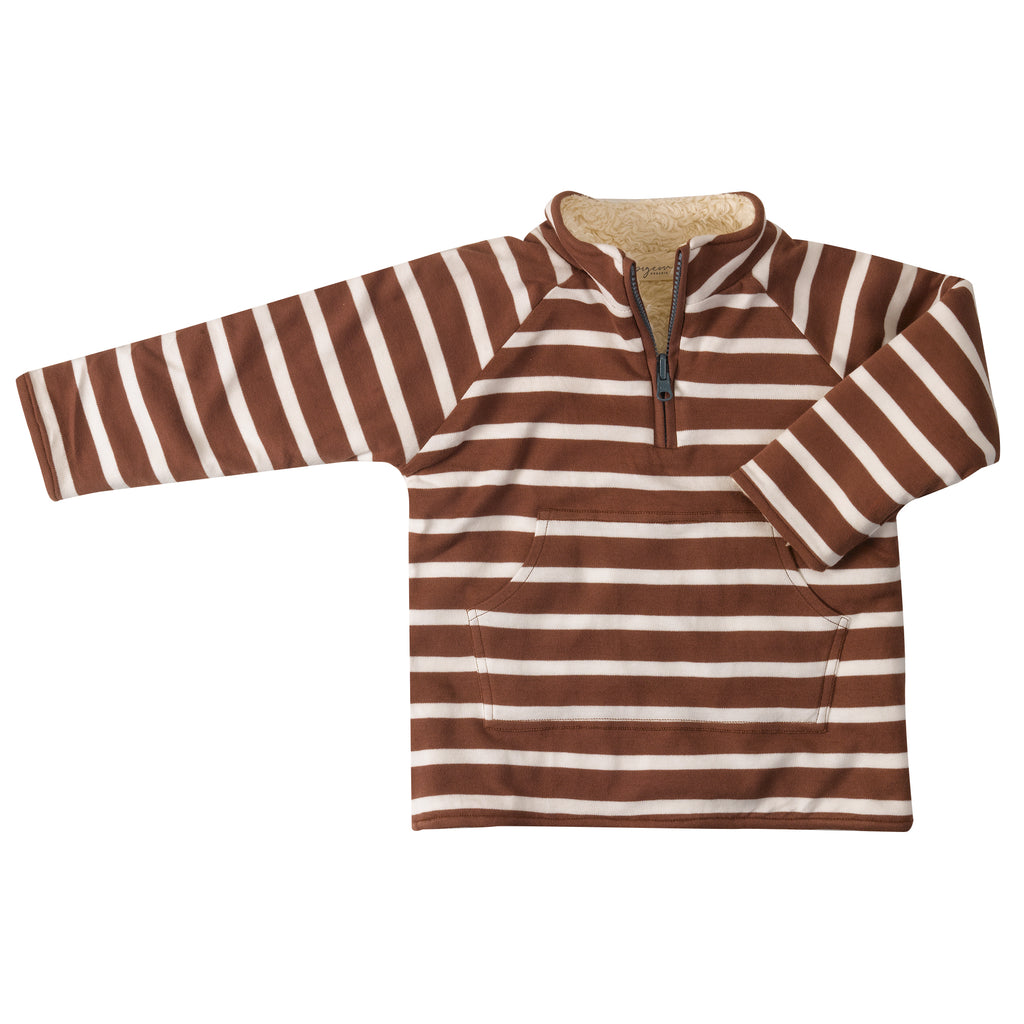 Pigeon Organics Fleece lined Top (BRETON STRIPE) Nut brown/ White