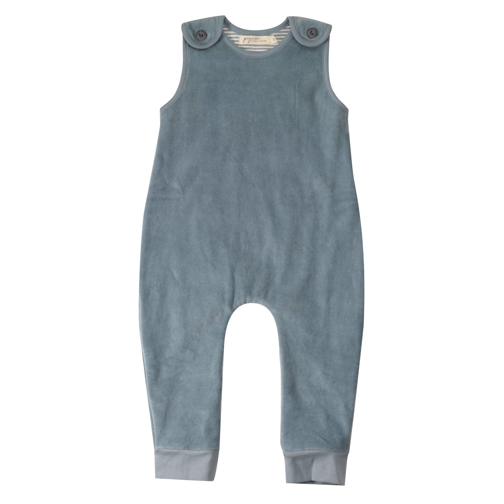 Pigeon Organics Velour Playsuit Powder Blue