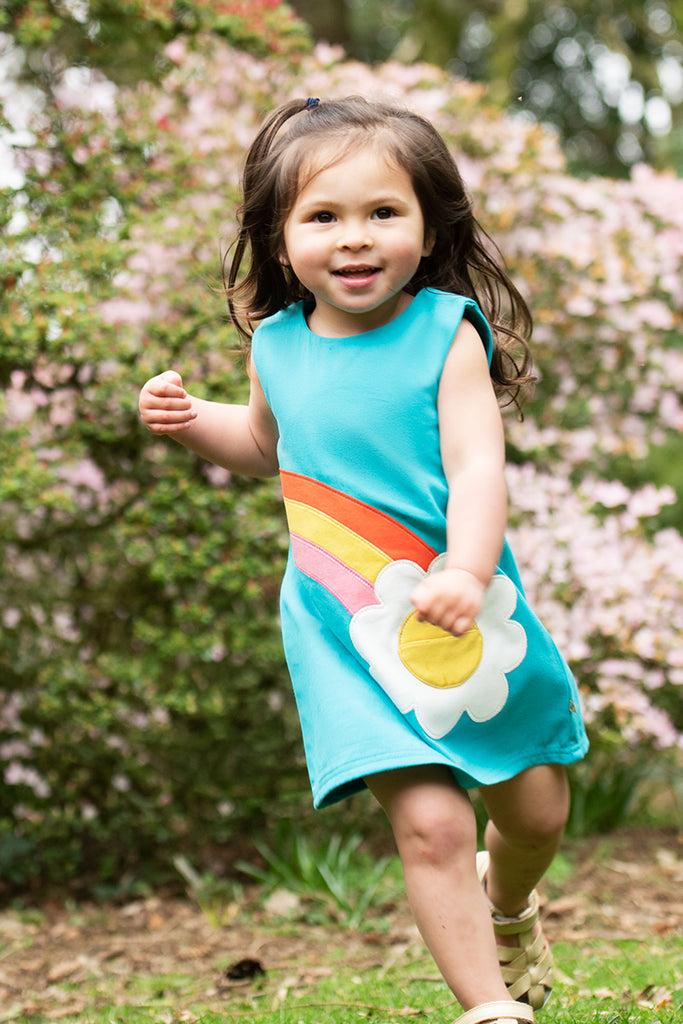 Frugi Penny Shift Dress Camper Blue Daisy